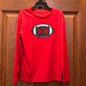 Under Armour Red Long Sleeve with Football Graphic